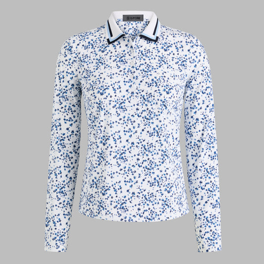 SCATTERED DITZY SILKY TECH NYLON LONG SLEEVE POLO | G/FORE Signature