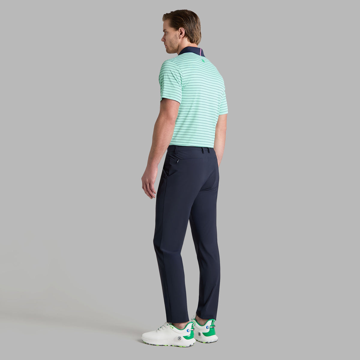 HERRINGBONE STRIPE TECH JERSEY POLO | G/FORE Essential