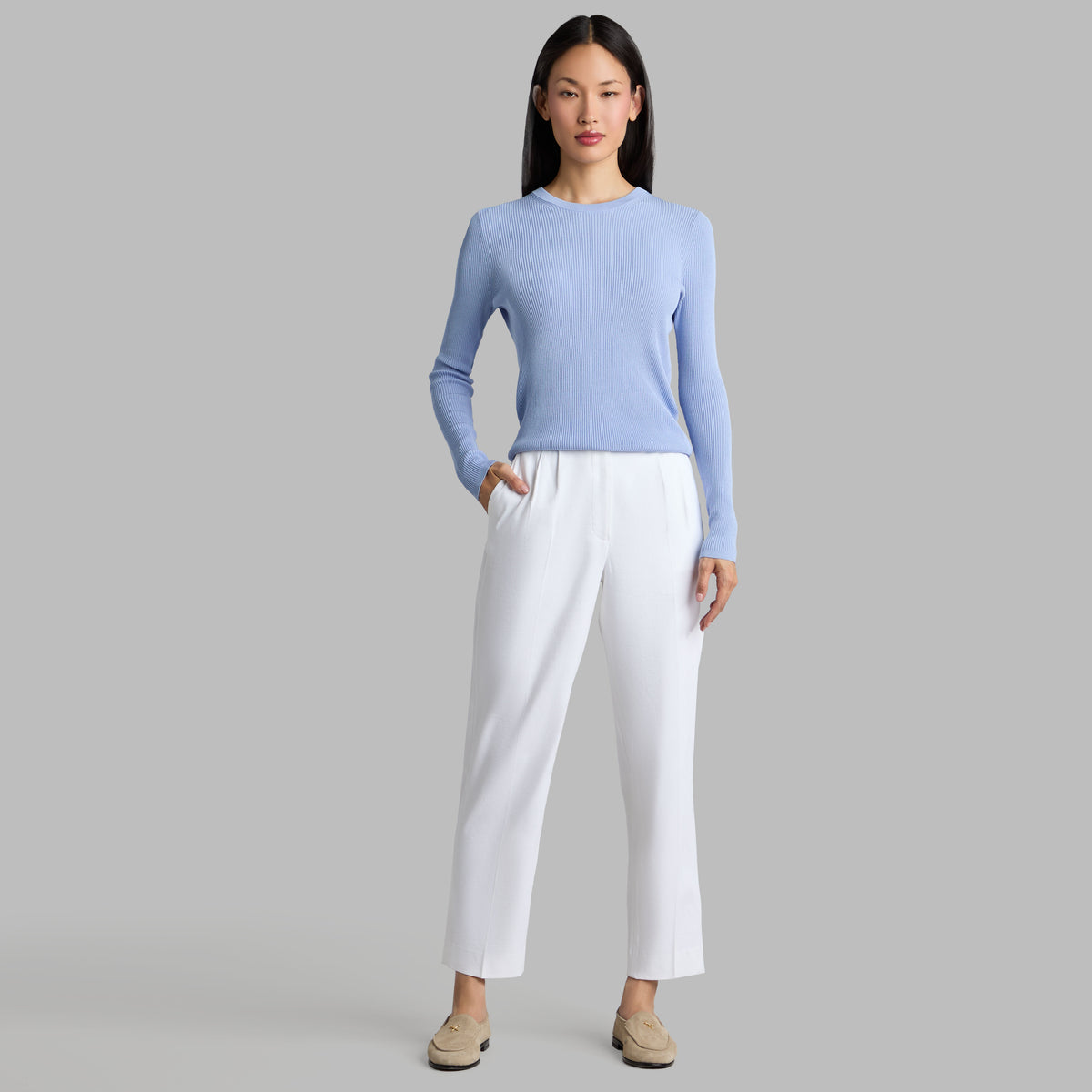 COTTON BLEND RIB KNIT FITTED TOP | G/FORE Featured