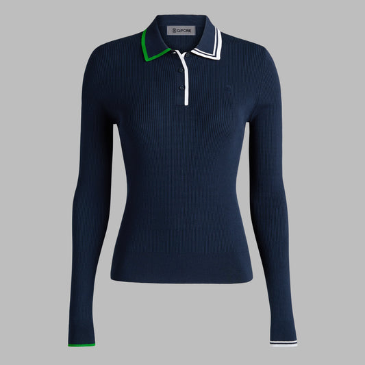 VISCOSE BLEND LONG SLEEVE KNIT POLO | G/FORE Everyday