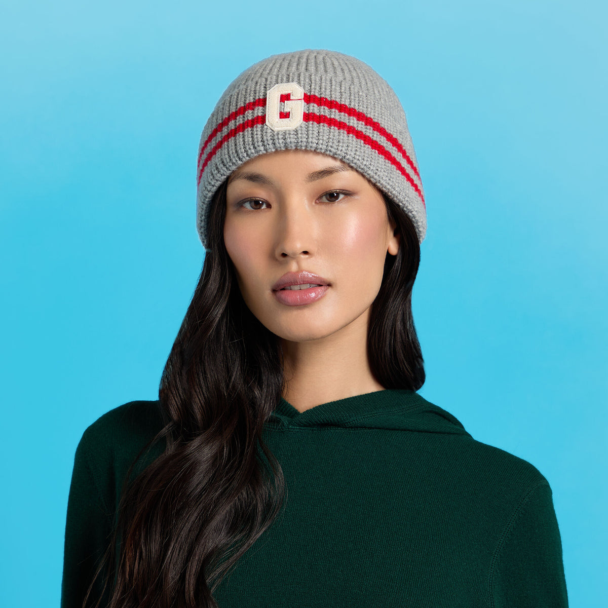 STRIPED IT LETTER G WOOL CASHMERE BEANIE | G/FORE Essential