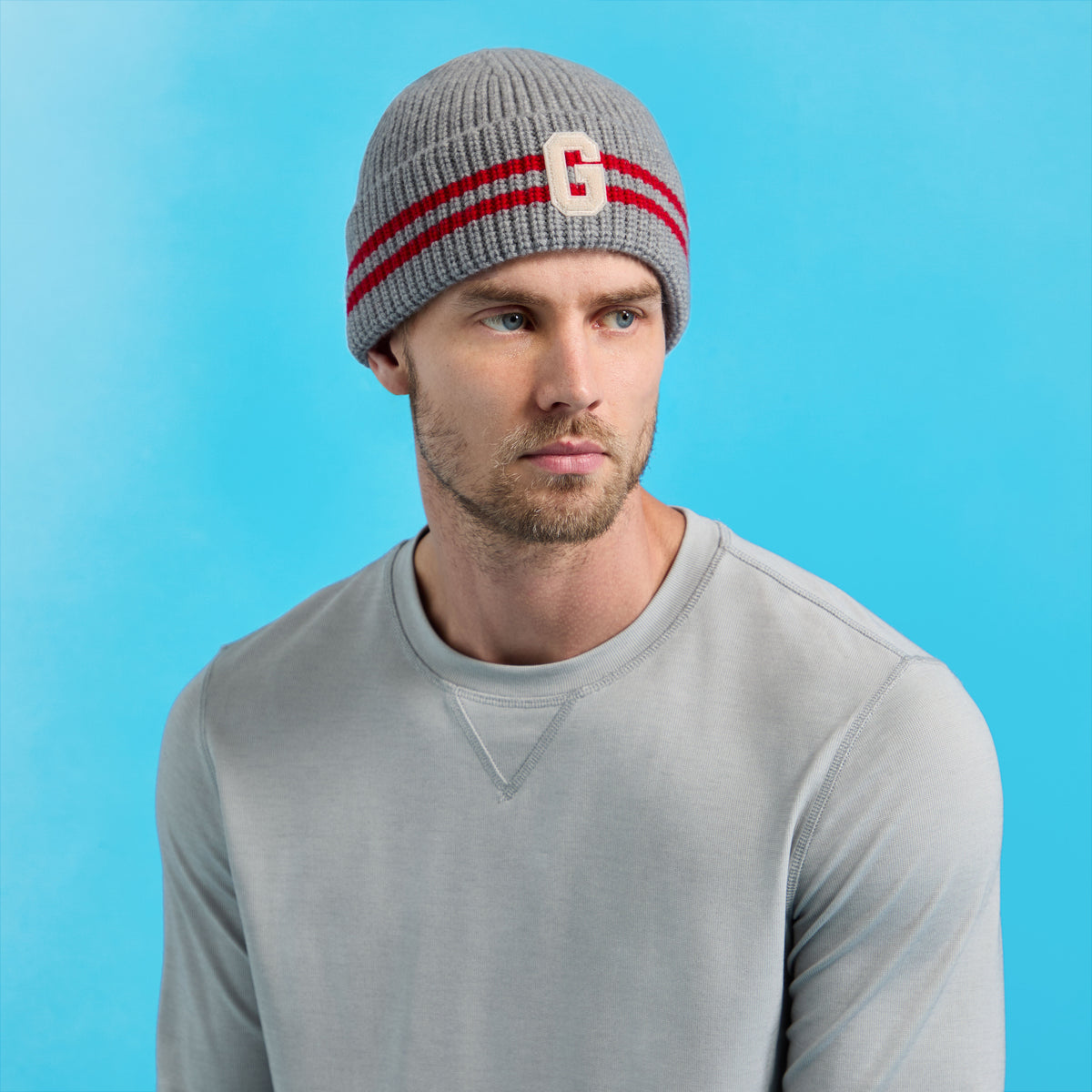 STRIPED IT LETTER G WOOL CASHMERE BEANIE | G/FORE Essential