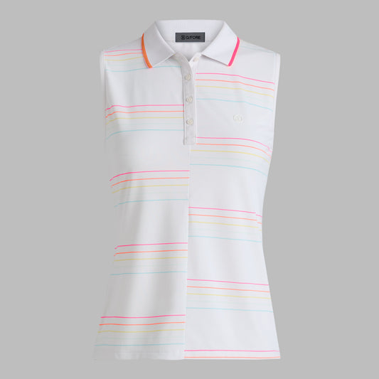 OFFSET STRIPE TECH PIQUÉ SLEEVELESS POLO | G/FORE Quality