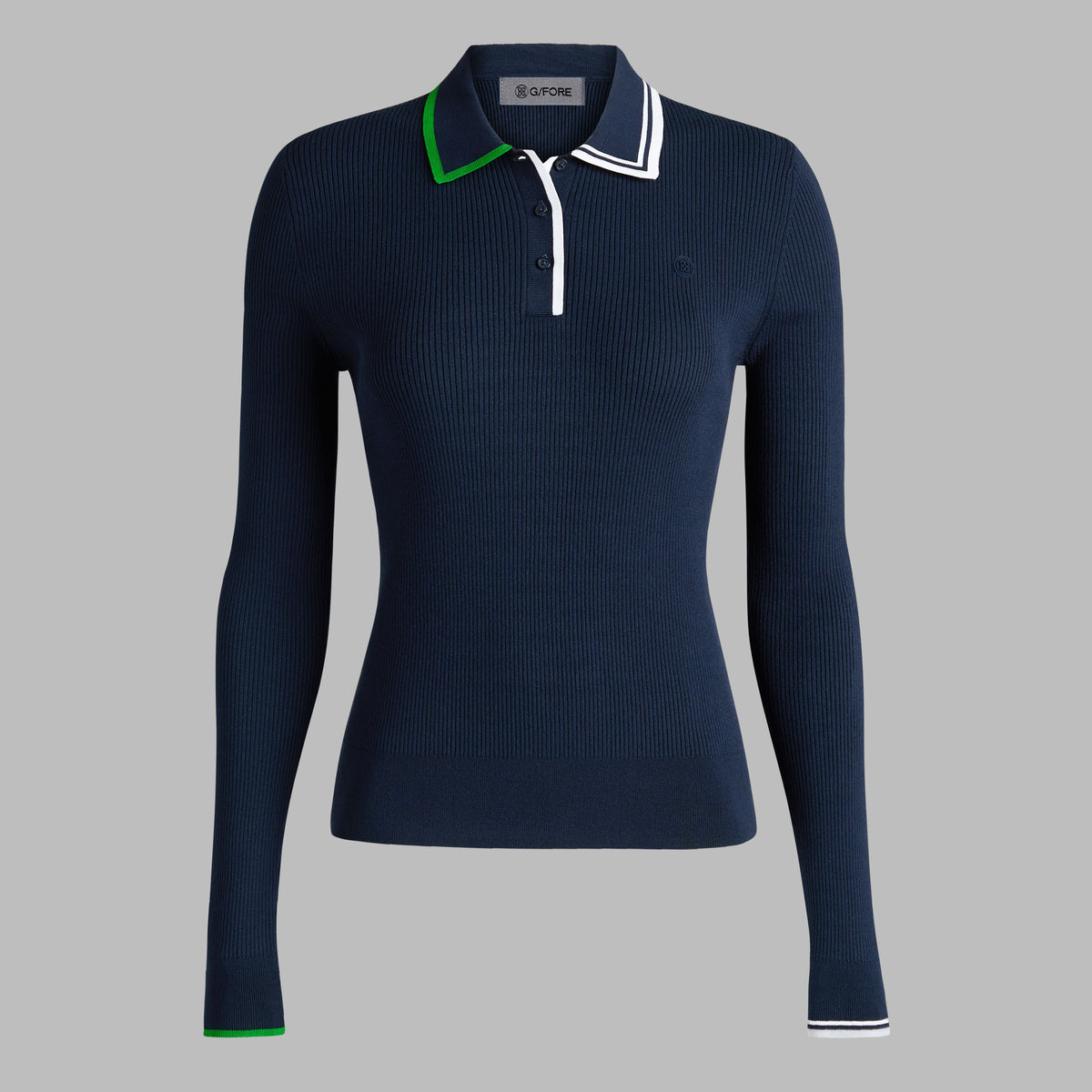 VISCOSE BLEND LONG SLEEVE KNIT POLO | G/FORE Featured