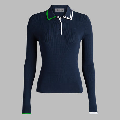 VISCOSE BLEND LONG SLEEVE KNIT POLO | G/FORE Featured