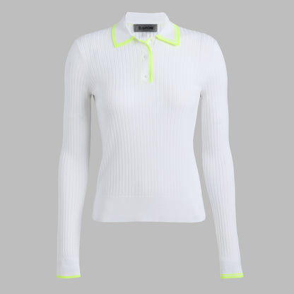 RIBBED KNIT LONG SLEEVE POLO SWEATER | G/FORE Great Value