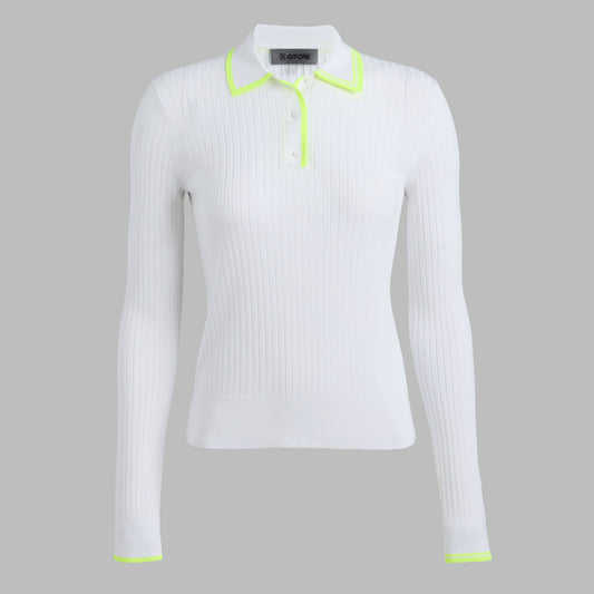 RIBBED KNIT LONG SLEEVE POLO SWEATER | G/FORE Great Value