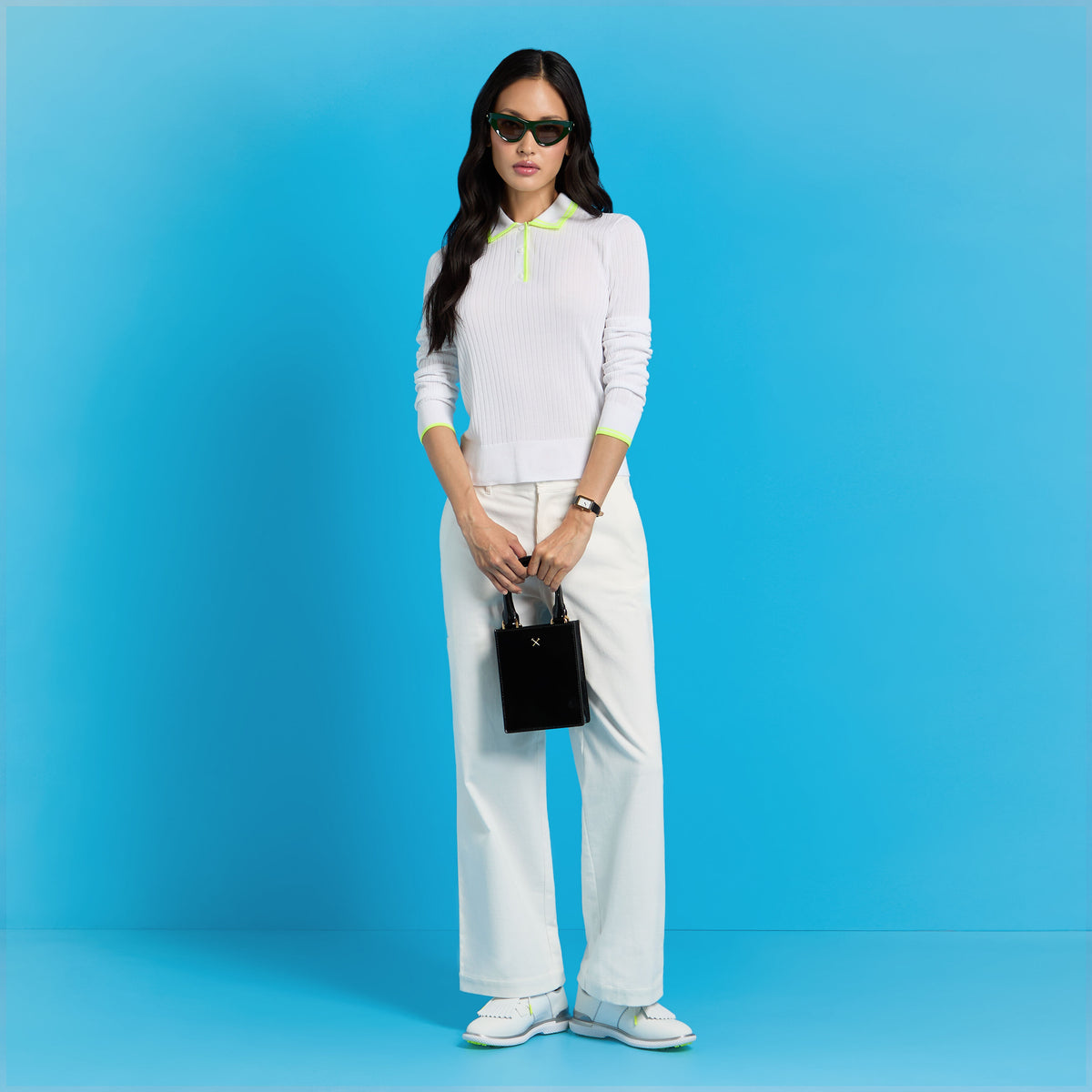 RIBBED KNIT LONG SLEEVE POLO SWEATER | G/FORE Great Value