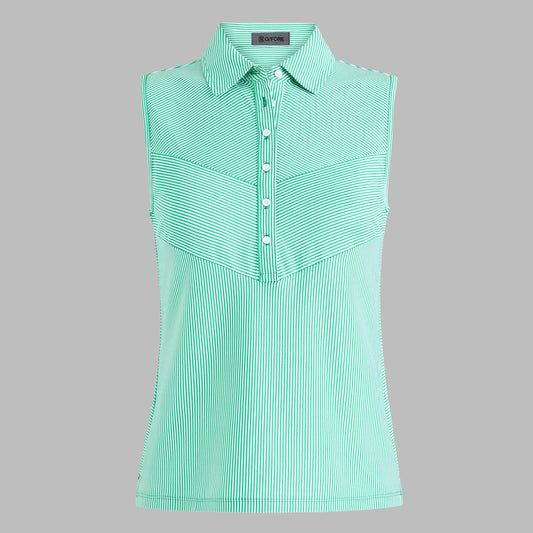 CHEVRON STRIPE TECH PIQUÉ SLEEVELESS POLO | G/FORE Essential