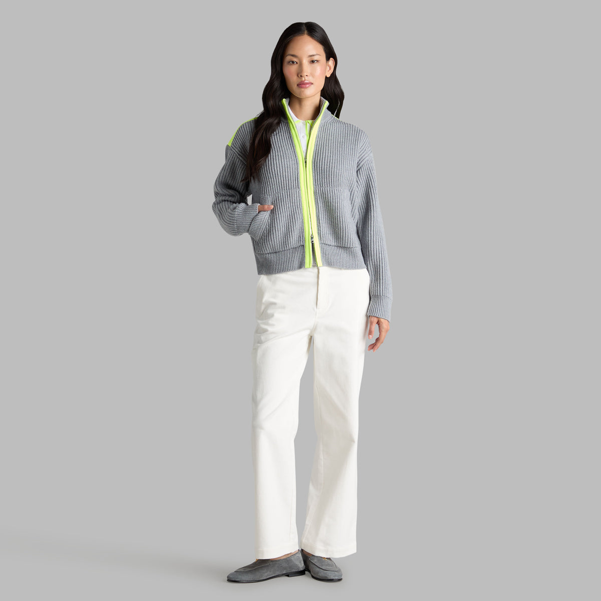 FUNNEL NECK MERINO WOOL SWEATER JACKET | G/FORE Value