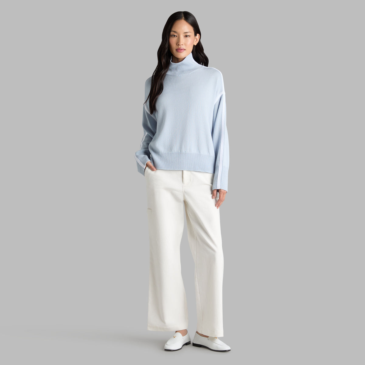 MERINO WOOL CONTRAST STRIPE TURTLENECK SWEATER | G/FORE Customer Favorite