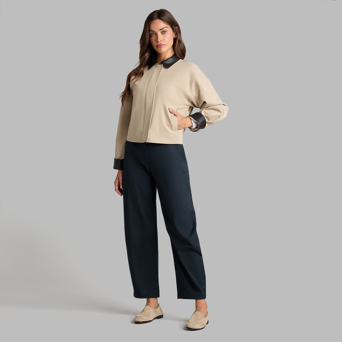 LTD RELEASE LEATHER COLLAR TRI-COTTON CROPPED JACKET | G/FORE Special Offer